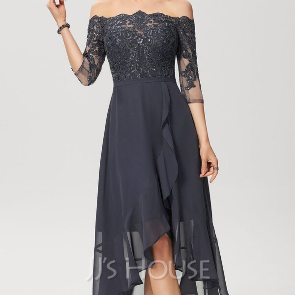 JJs House Chiffon Lace Dress Sequins New